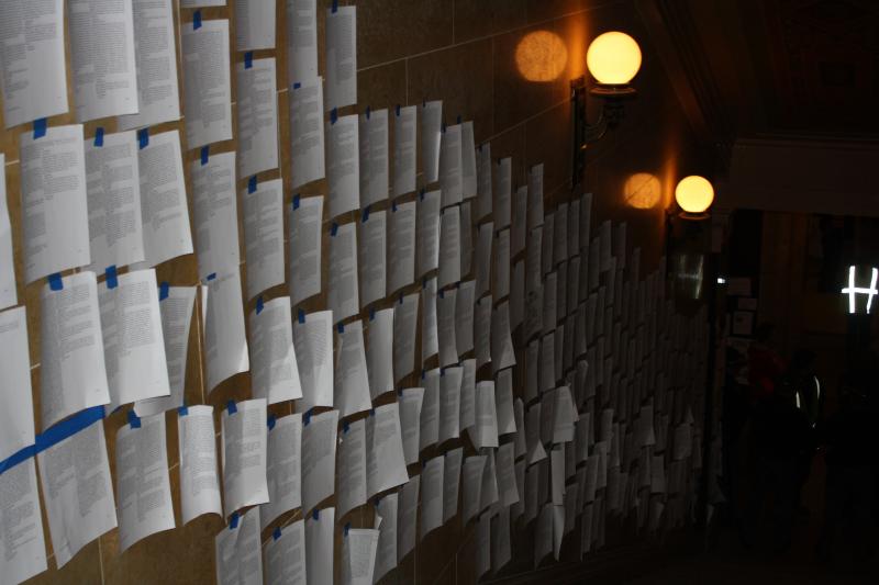 Wisconsin MoveOn members send 10,776 emails to Governor Walker and post every one on the walls of the state Capitol.
