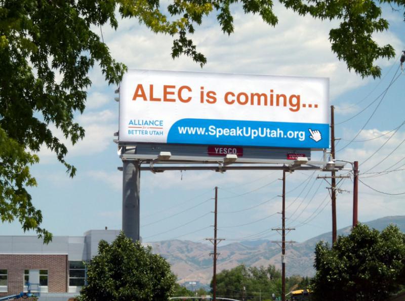 "ALEC is Coming..." billboard featured across the state.