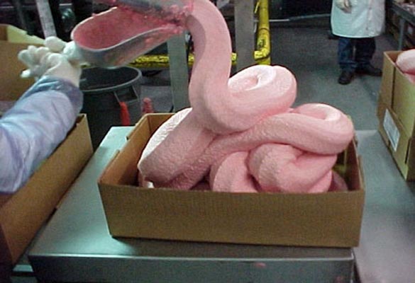 Mechanically separated chicken? First, a weird photo of thick, pink, 
