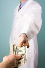 doctor taking money