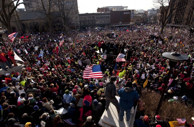 Crowd at labor protest in Madison, WI, 03-12-2011