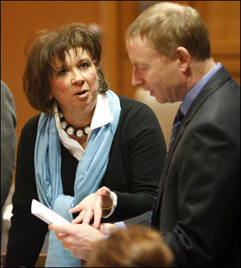 Peggy Lautenschlager, attorney for the petitioners, in a hearing at the Dane County Courthouse (Photo courtesy of AP)