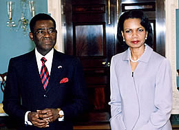 Teodoro Obiang and Condoleezza Rice
