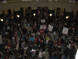 Protesters at Wisconsin state capitol building, March 2011