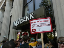 Protesters gather at M&I Bank