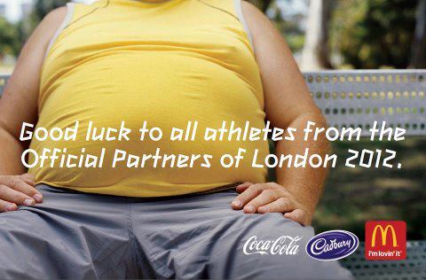 Critics poke fun at junk food sponsors of Summer Olympics 2012.