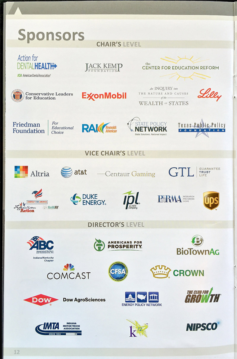 ALEC 2016 annual meeting sponsors