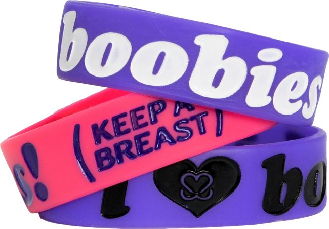I (heart) boobies bracelets