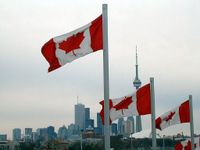 Canadian flags flying