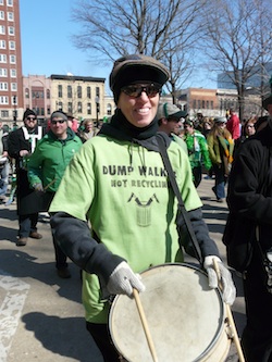 Protester drumming