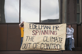 Protesters outside Edelman's London office