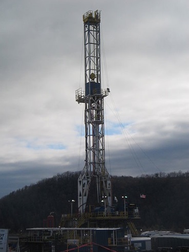 A drilling tower in the Marcellus Shale, which has been heavily fracked.