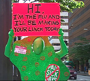 Flu virus - Paid sick days protest