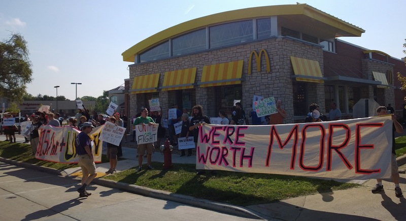 Demonstrations continued at various McDonald's restaurants in Madison (photo by Alex Oberley)