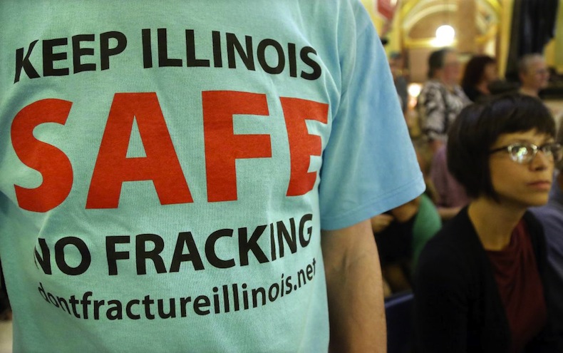 Keep Illinois Safe No Fracking (AP Photo/Seth Perlman)