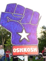 Oshkosh Wisconsin blue fist