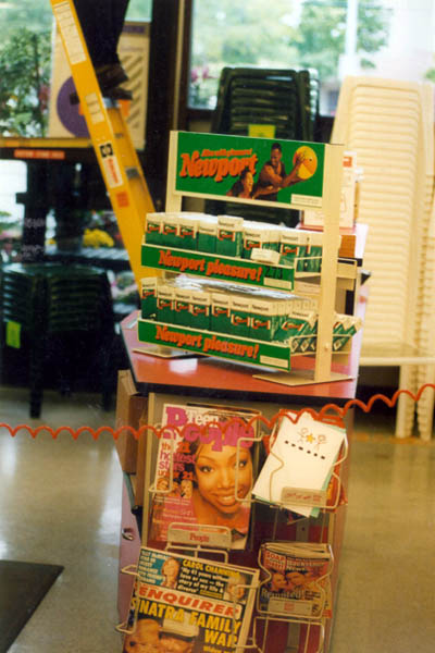 Newport cigarette display in a Rite Aid store in Concord, CA, April 1998. (Teen People magazine immediately below display)