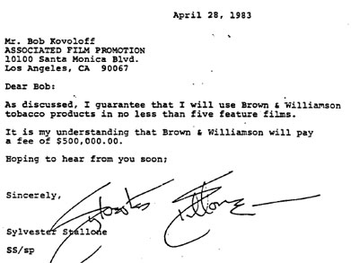 Sylvester Stallone Letter