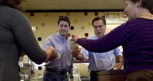 Mitt Romney and Paul Ryan giving out sandwiches
