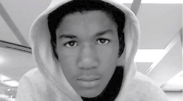 Trayvon Martin wearing a hoodie