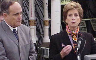 Christine Whitman and Rudy Giuliani near New York's Ground Zero.