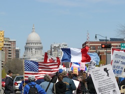 Wisconsin state Capitol on May Day
