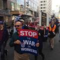 Stop the War on Workers sign, ALEC protest in Washington, DC, December 5, 2013
