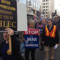 Stop the War on Workers sign, ALEC protest in Washington, DC, December 5, 2013