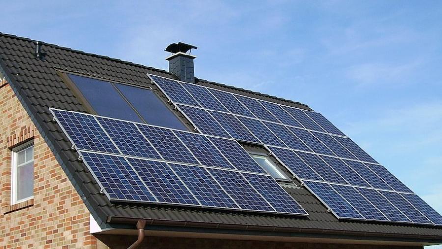 Solar panels on a roof.