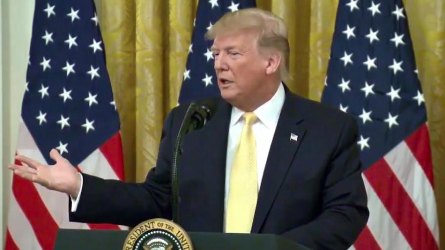 President Trump at a Presidential Social Media Summit in the East Room of the White House.